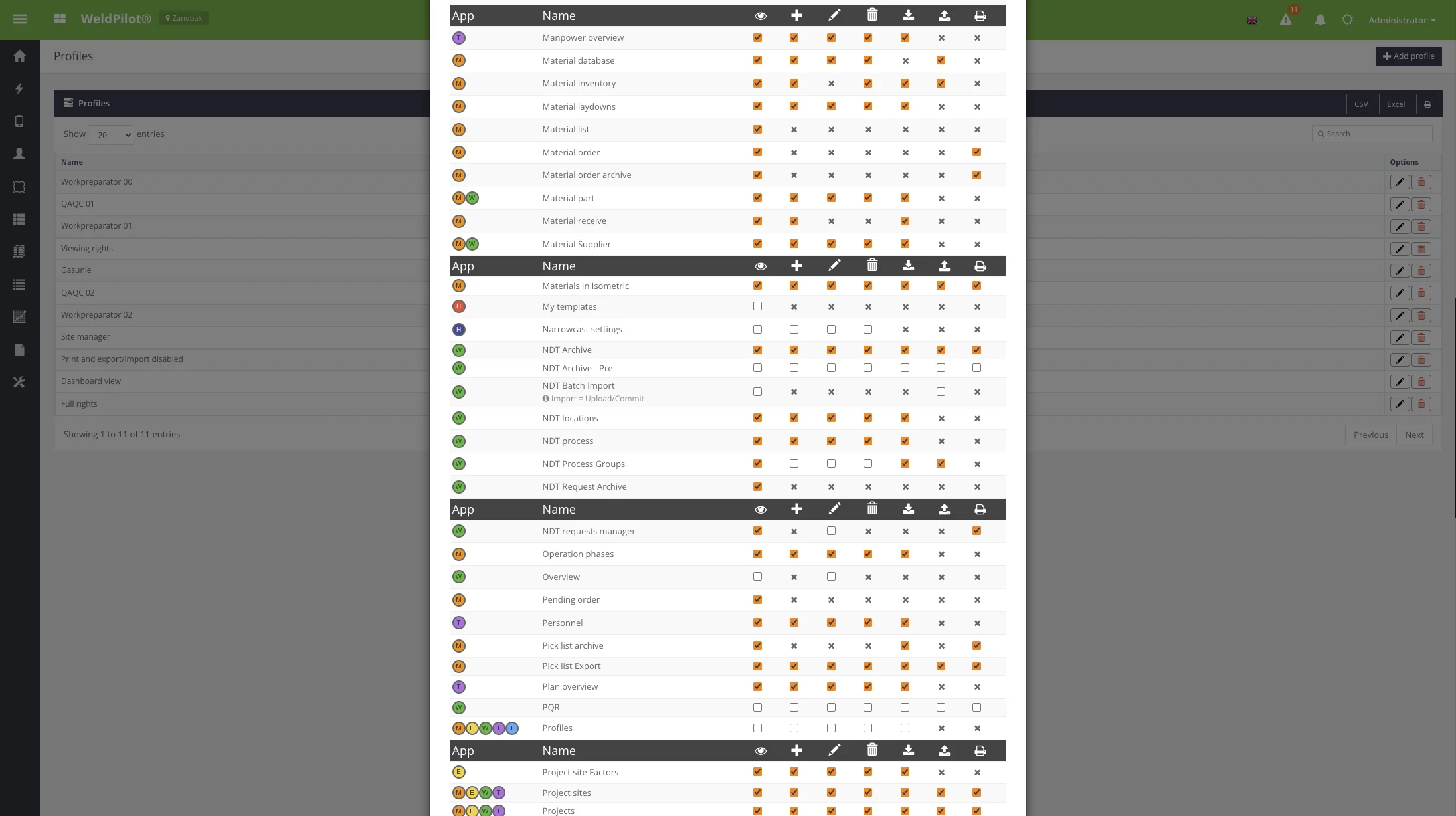 Profile rights for WPS Designer